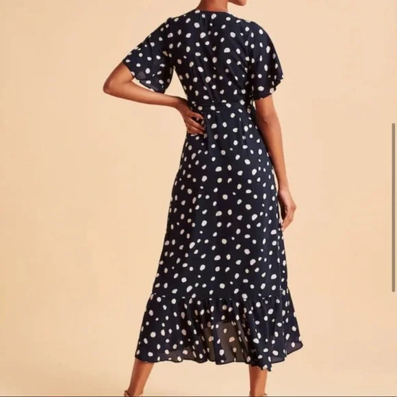 Abercrombie & Fitch Navy High Low Wrap Dress XSP - Picture 5 of 6